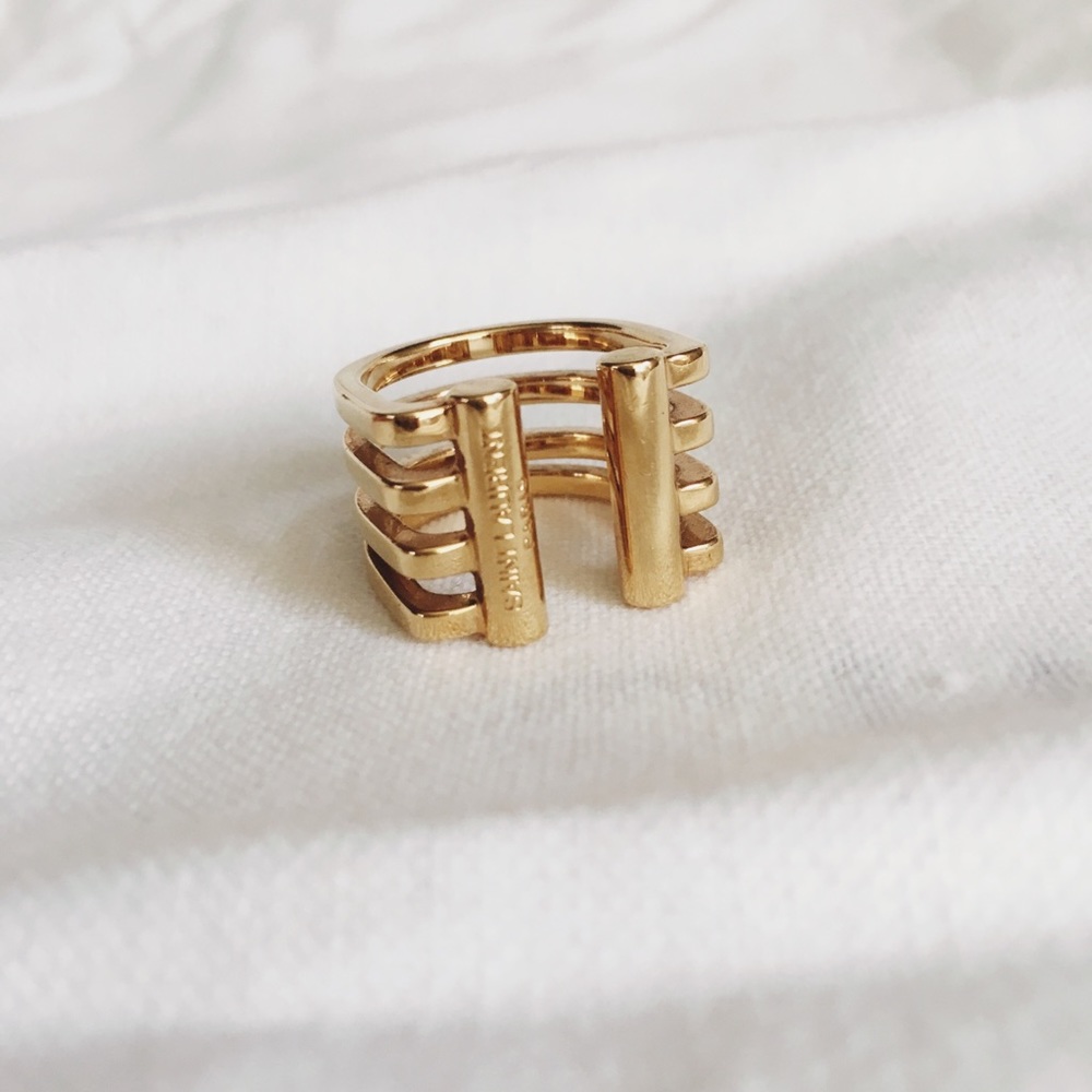 Saint Laurent Paris gold tone stack ring
